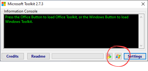 Windows activation button in Microsoft Toolkit