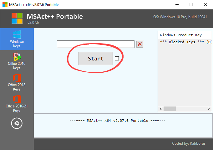 Windows activation button in MSAct