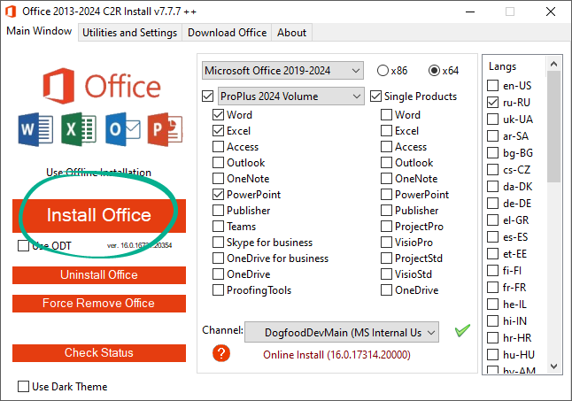 Working with Office C2R Install