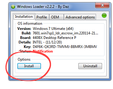 Working with Windows 7 Loader Daz